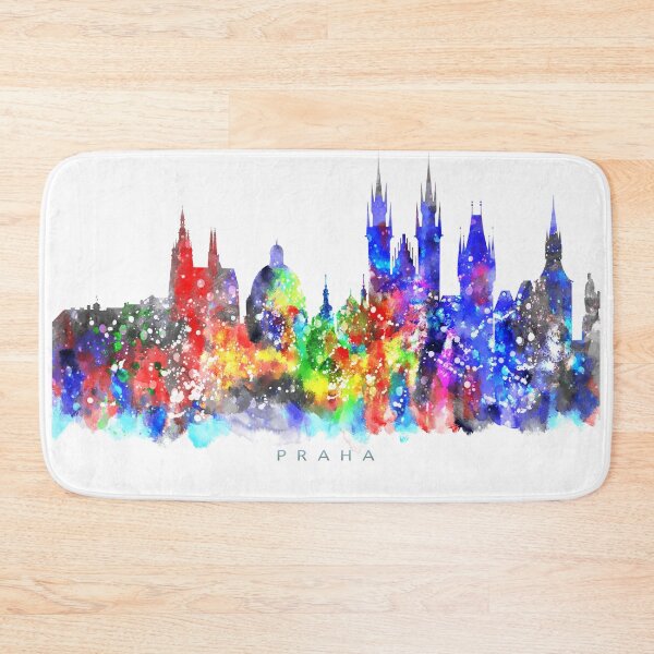 Item preview, Praha, Czech Republic Skyline Watercolor Painting designed and sold by InkistPrints.