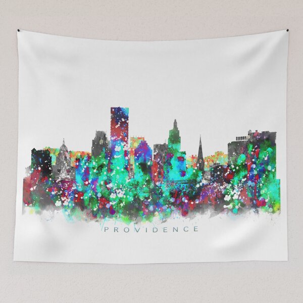 Item preview, Providence, Rhode Island Skyline Watercolor Painting designed and sold by InkistPrints.