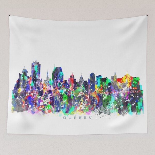 Item preview, Quebec, Canada Skyline Watercolor Painting designed and sold by InkistPrints.
