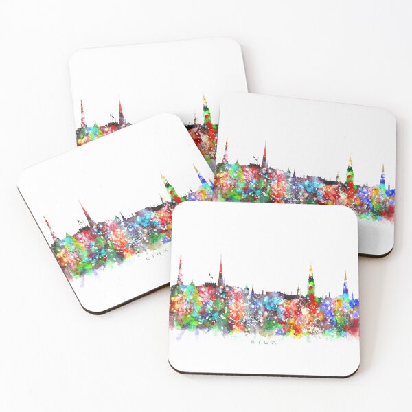 Item preview, Riga, Latvia Skyline Watercolor Painting designed and sold by InkistPrints.
