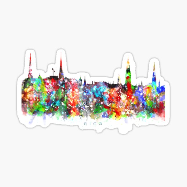 Item preview, Riga, Latvia Skyline Watercolor Painting designed and sold by InkistPrints.
