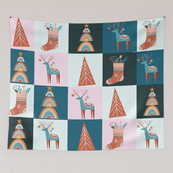 Item preview, Cute boho style Christmas patchwork designed and sold by reka88.