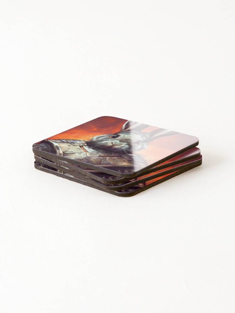 Thumbnail 4 of 5, Coasters (Set of 4), AI Generated Art, War Rabbit designed and sold by RabbitHoleMI.