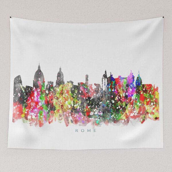 Item preview, Rome, Italy Skyline Watercolor Painting designed and sold by InkistPrints.