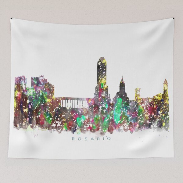 Artikelvorschau, Rosario, Argentina Skyline Watercolor Painting entworfen und verkauft von InkistPrints.