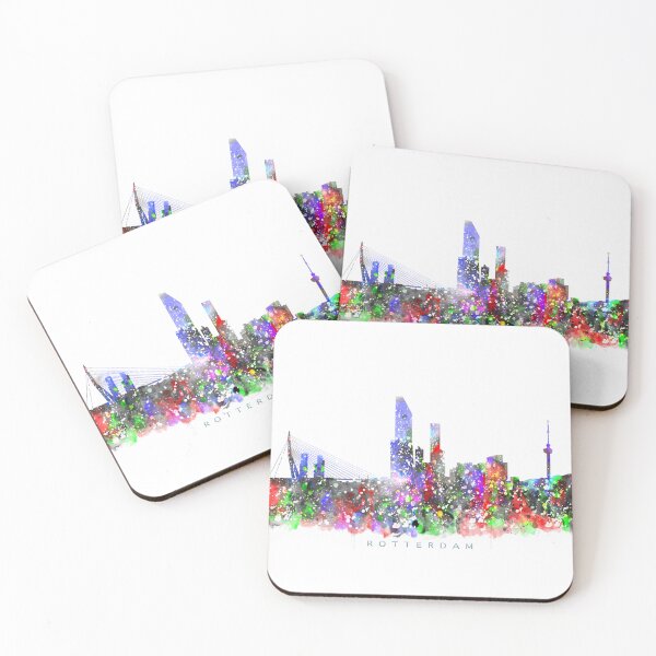 Item preview, Rotterdam, Netherlands Skyline Watercolor Painting designed and sold by InkistPrints.