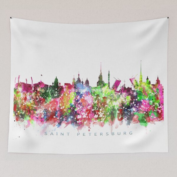Item preview, Saint Petersburg, Russia Skyline Watercolor Painting designed and sold by InkistPrints.
