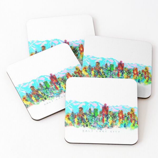 Item preview, Salt Lake City, Utah Skyline Watercolor Painting designed and sold by InkistPrints.