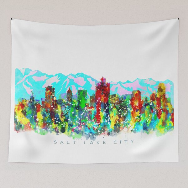 Item preview, Salt Lake City, Utah Skyline Watercolor Painting designed and sold by InkistPrints.