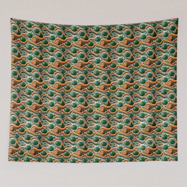 Item preview, Green and orange marble pattern, Intricate marbling pattern designed and sold by TreasuryOE.