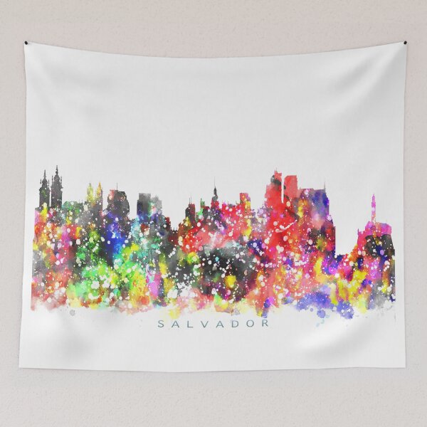 Item preview, Salvador, Brazil Skyline Watercolor Painting designed and sold by InkistPrints.