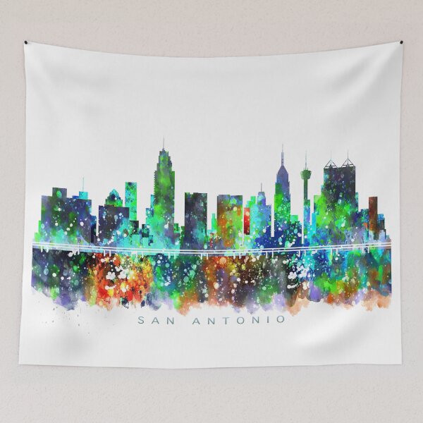 Item preview, San Antonio, Texas Skyline Watercolor Painting designed and sold by InkistPrints.