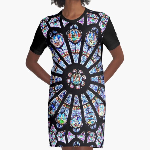 Cathedral Stained Glass Graphic T-Shirt Dress