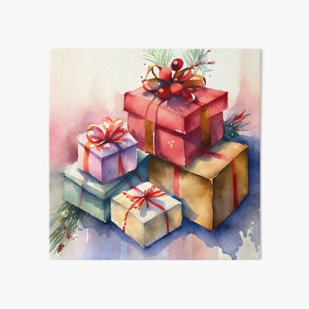 Pile of Wrapped Christmas Gift Boxes Line Drawing - Christmas