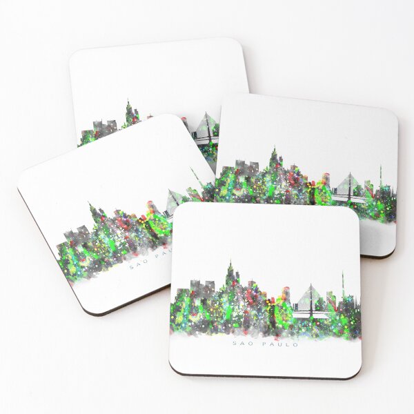 Item preview, Sao Paulo, Brazil Skyline Watercolor Painting designed and sold by InkistPrints.