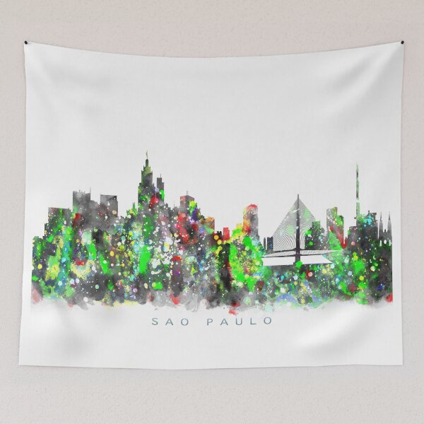 Item preview, Sao Paulo, Brazil Skyline Watercolor Painting designed and sold by InkistPrints.