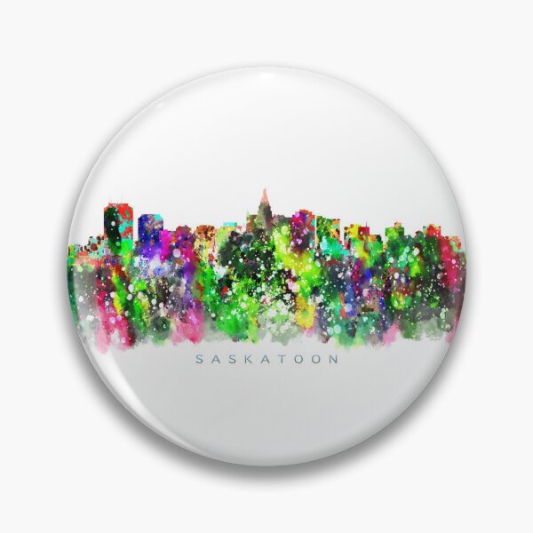 Item preview, Saskatoon, Canada Skyline Watercolor Painting designed and sold by InkistPrints.