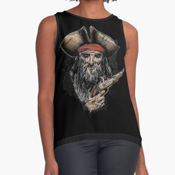 Pirate With Pistol Gun Design Draw Street Art Retro Culture Vintage  Colorful Transparant Fight Sleeveless Top for Sale by BK-Fishing