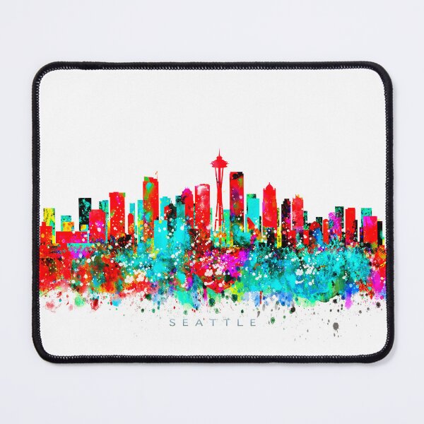 Item preview, Seattle, Washington Skyline Watercolor Painting designed and sold by InkistPrints.
