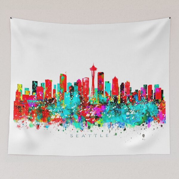 Item preview, Seattle, Washington Skyline Watercolor Painting designed and sold by InkistPrints.