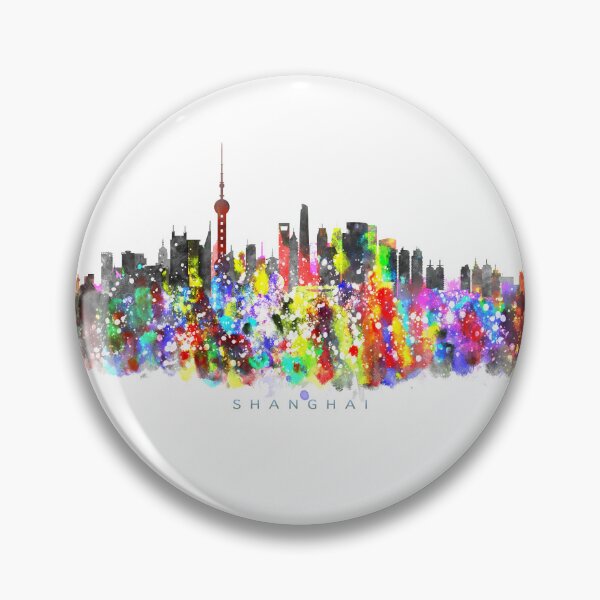 Artikelvorschau, Shanghai, China Skyline Watercolor Painting entworfen und verkauft von InkistPrints.