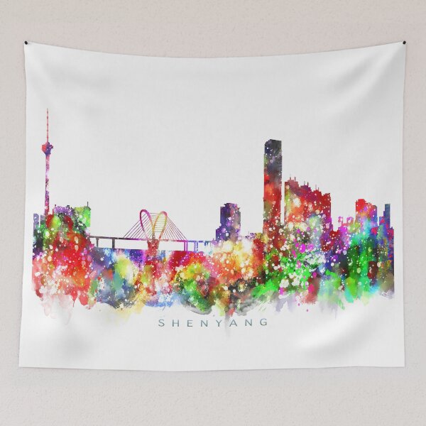 Item preview, Shenyang, China Skyline Watercolor Painting designed and sold by InkistPrints.