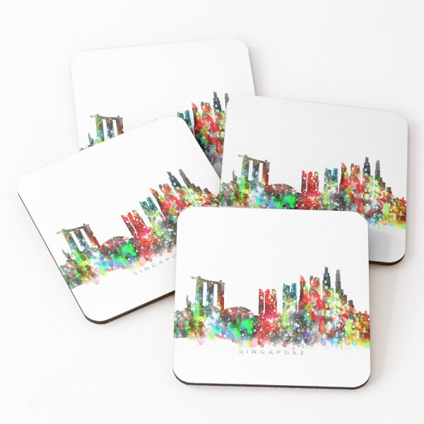 Artikelvorschau, Singapore Skyline Watercolor Painting entworfen und verkauft von InkistPrints.