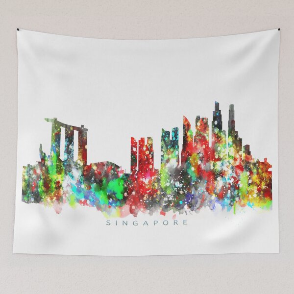 Item preview, Singapore Skyline Watercolor Painting designed and sold by InkistPrints.