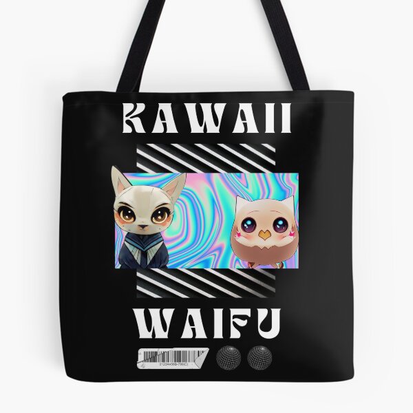 Item preview, Kawaii Waifu Cat and Owl Design designed and sold by werewolftogo.