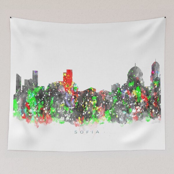 Item preview, Sofia, Bulgaria Skyline Watercolor Painting designed and sold by InkistPrints.