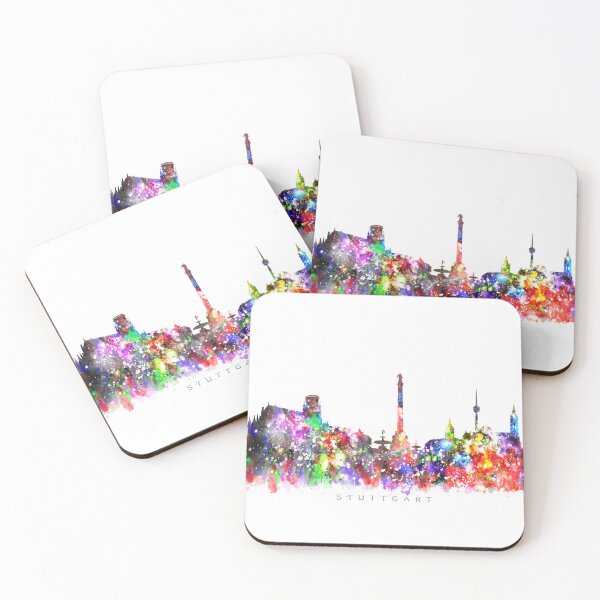 Artikelvorschau, Stuttgart, Germany Skyline Watercolor Painting entworfen und verkauft von InkistPrints.