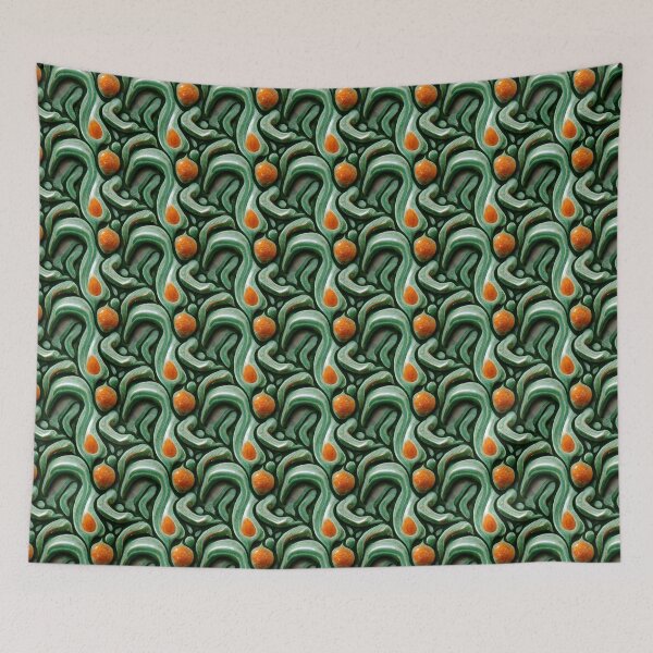 Item preview, Green and orange marble pattern, Intricate marbling pattern designed and sold by TreasuryOE.