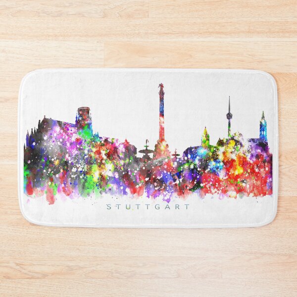 Artikelvorschau, Stuttgart, Germany Skyline Watercolor Painting entworfen und verkauft von InkistPrints.