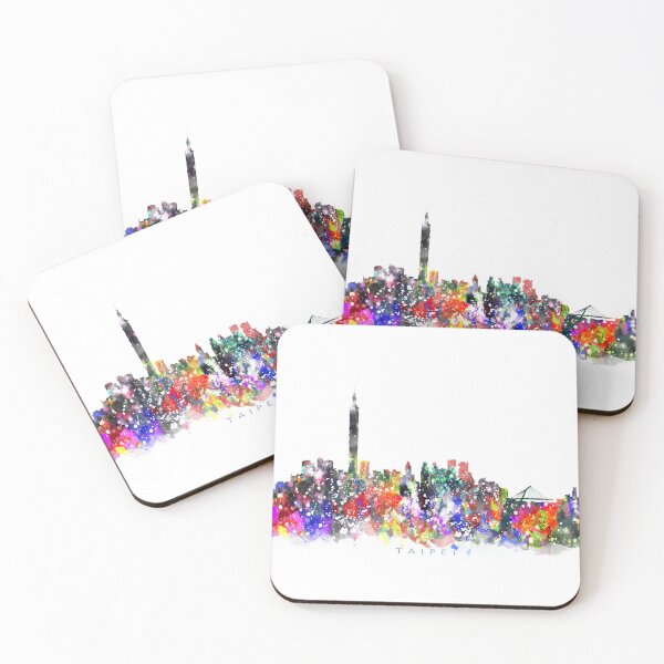 Item preview, Taipei, Taiwan Skyline Watercolor Painting designed and sold by InkistPrints.