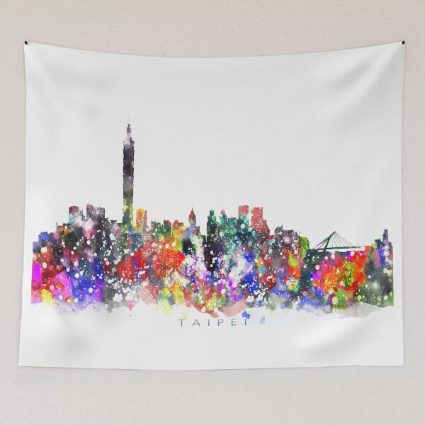 Item preview, Taipei, Taiwan Skyline Watercolor Painting designed and sold by InkistPrints.