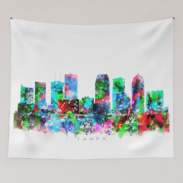 Item preview, Tampa, Florida Skyline Watercolor Painting designed and sold by InkistPrints.