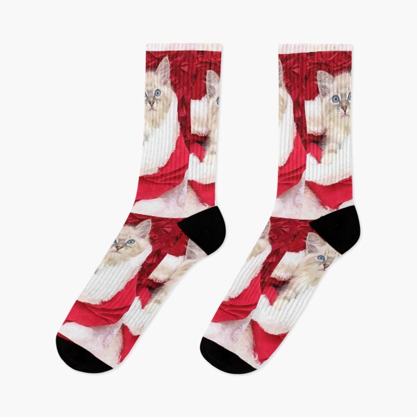 Item preview, Lynx ragdoll santa stocking Christmas kitten  designed and sold by Fluffycat2020.