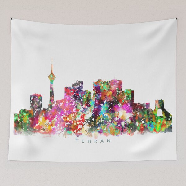 Item preview, Tehran, Iran Skyline Watercolor Painting designed and sold by InkistPrints.