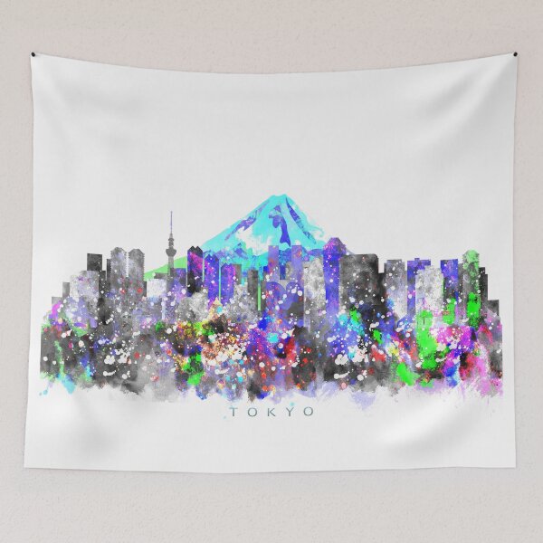 Item preview, Tokyo, Japan Skyline Watercolor Painting designed and sold by InkistPrints.