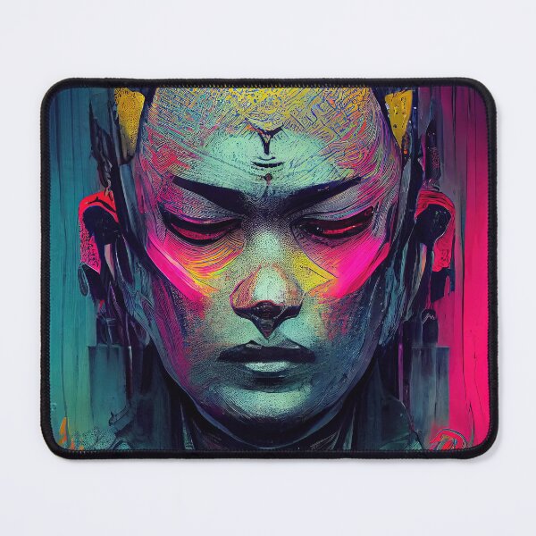 Item preview, Cyberpunk Buddha with neon colors designed and sold by pcusine.