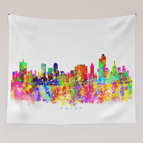 Item preview, Tulsa, Oklahoma Skyline Watercolor Painting designed and sold by InkistPrints.