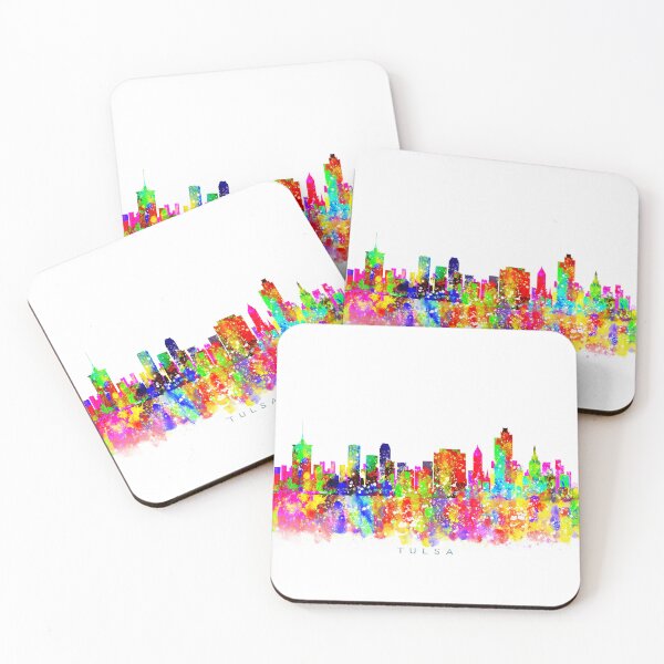 Item preview, Tulsa, Oklahoma Skyline Watercolor Painting designed and sold by InkistPrints.