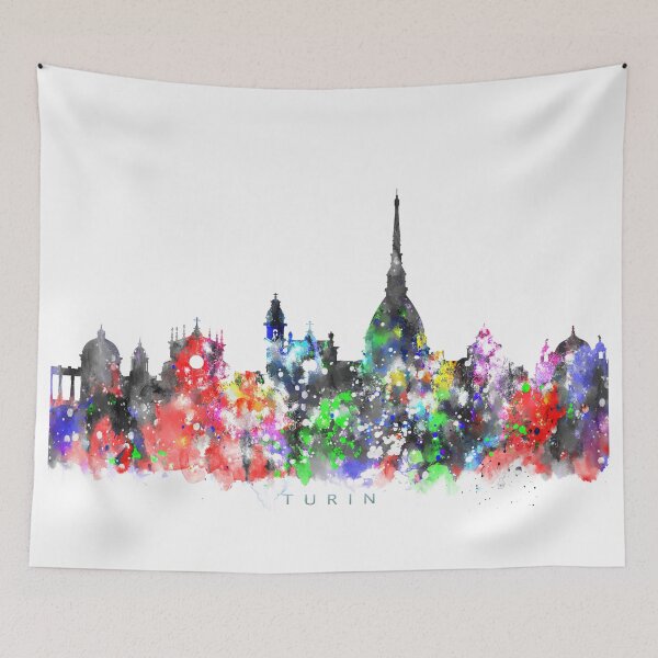 Item preview, Turin, Italy Skyline Watercolor Painting designed and sold by InkistPrints.