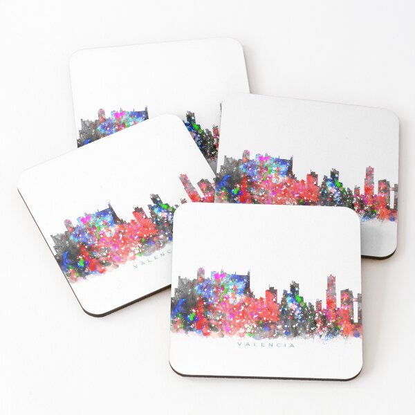 Item preview, Valencia, Spain Skyline Watercolor Painting designed and sold by InkistPrints.