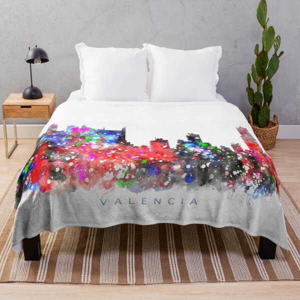 Item preview, Valencia, Spain Skyline Watercolor Painting designed and sold by InkistPrints.