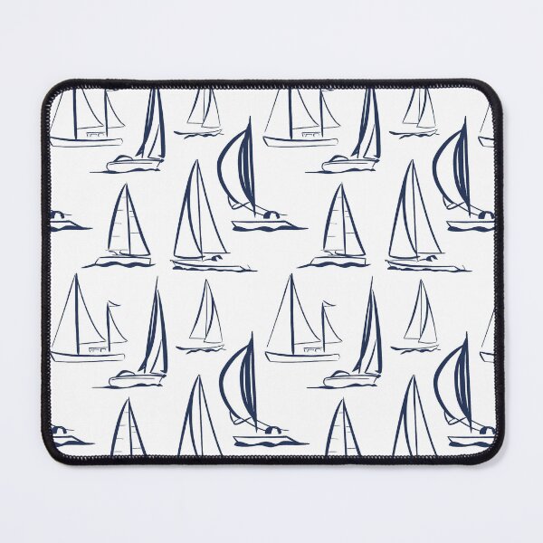 Item preview, Sailing Boats Pattern Version 4 - Dark Blue on White designed and sold by seasprayart.