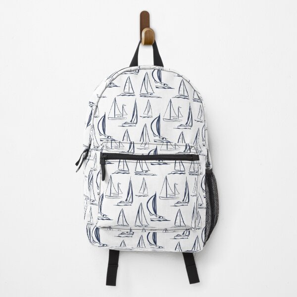 Item preview, Sailing Boats Pattern Version 4 - Dark Blue on White designed and sold by seasprayart.