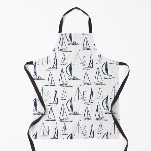 Item preview, Sailing Boats Pattern Version 4 - Dark Blue on White designed and sold by seasprayart.