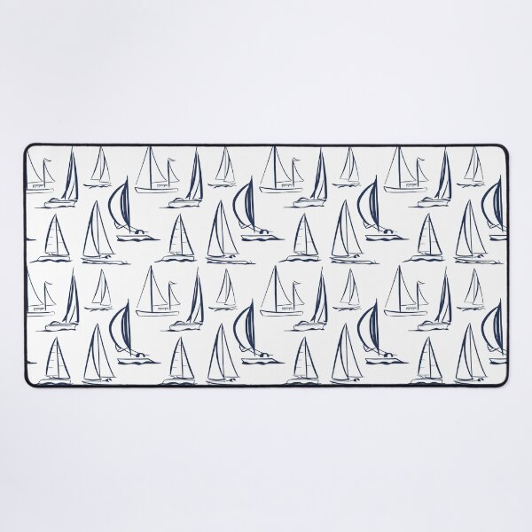 Item preview, Sailing Boats Pattern Version 4 - Dark Blue on White designed and sold by seasprayart.