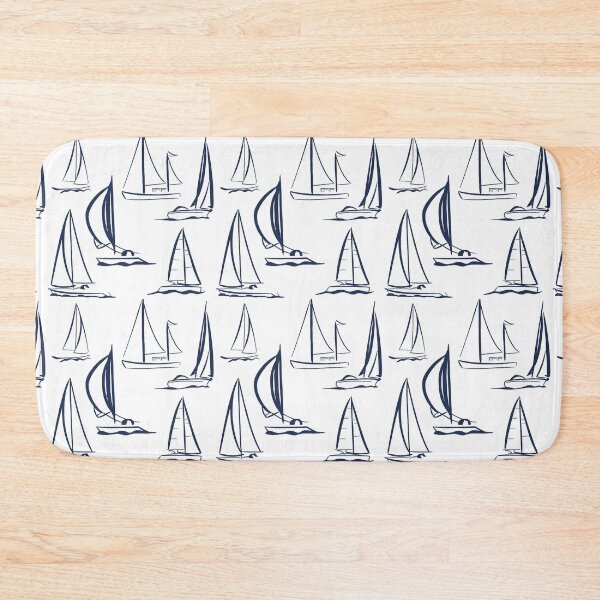 Item preview, Sailing Boats Pattern Version 4 - Dark Blue on White designed and sold by seasprayart.